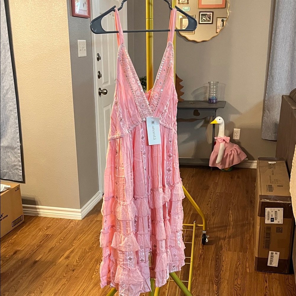 Pink Tiered Ruffle Mini Dress - Romantic V-Neck Sundress